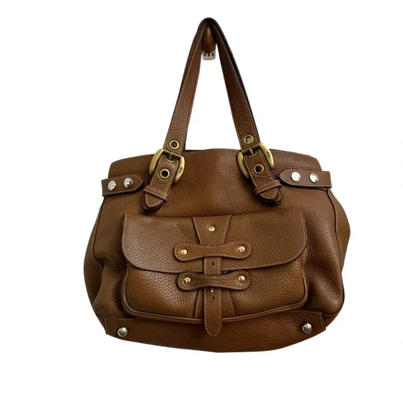 J&M Davidson shoulder tote soft Leather gold hardwareBag purse